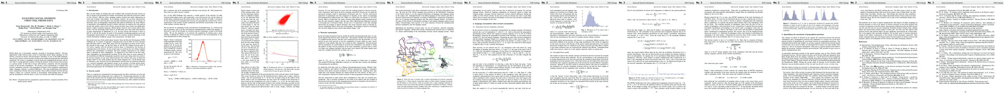 Analyzing social divisions using cell phone data poster