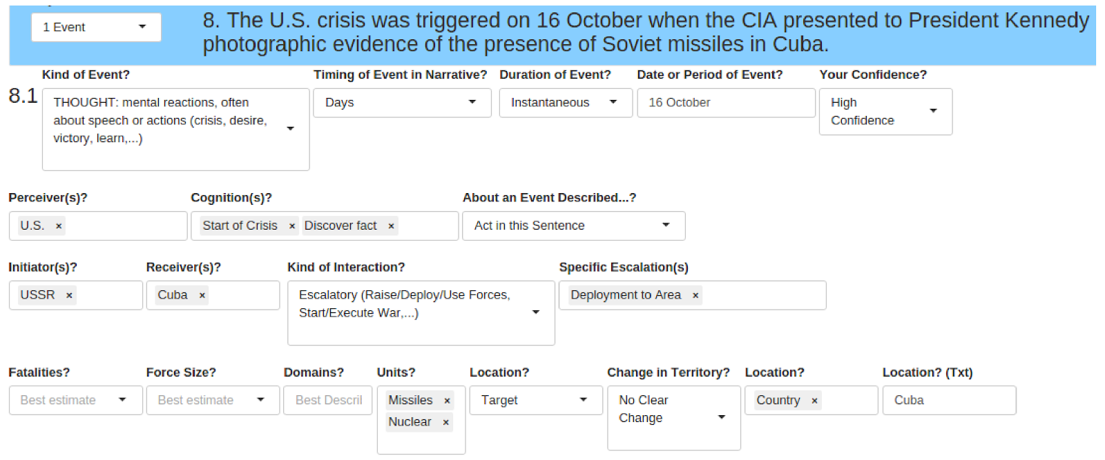 Adaptive annotation interface for event coders
