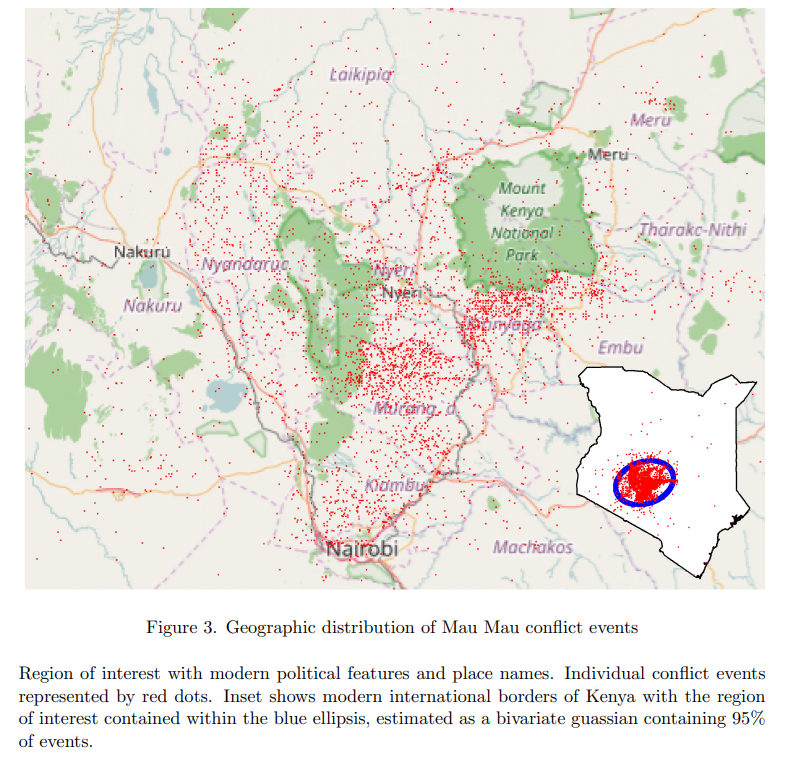 Map of military events from Mau Mau rebellion