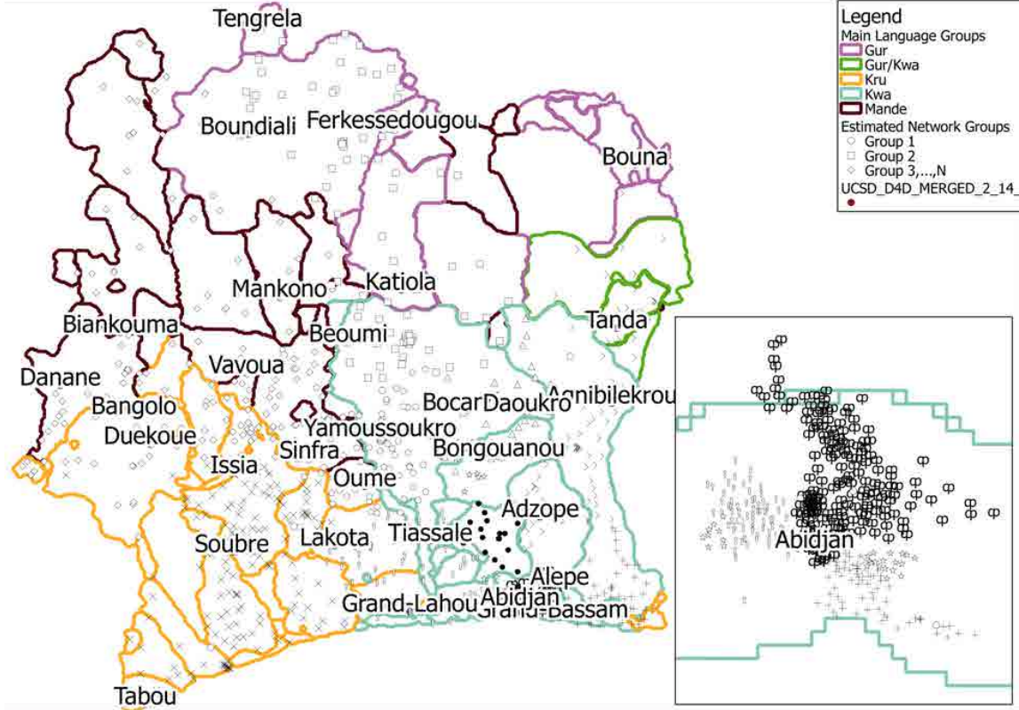 Map of network communities matching language regions